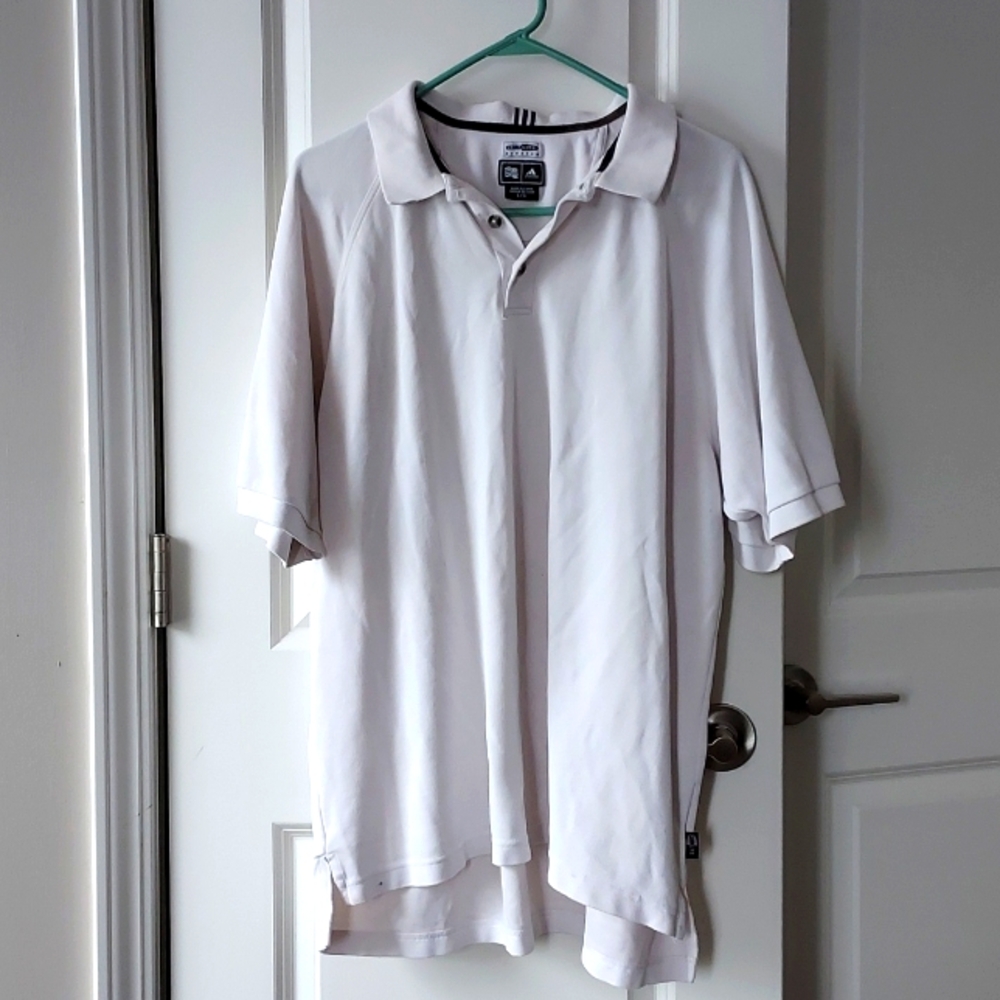 Addidas short sleeve button-up men's tee white large